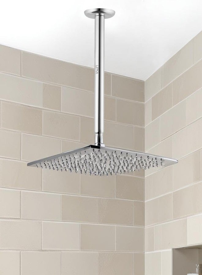 Lipka Stainless Steel 8 Inches Ceiling Round Shower Arm for Overhead Showers | Shower Arm with Flange | Chrome Finish (Shower Not Included) - Image 1
